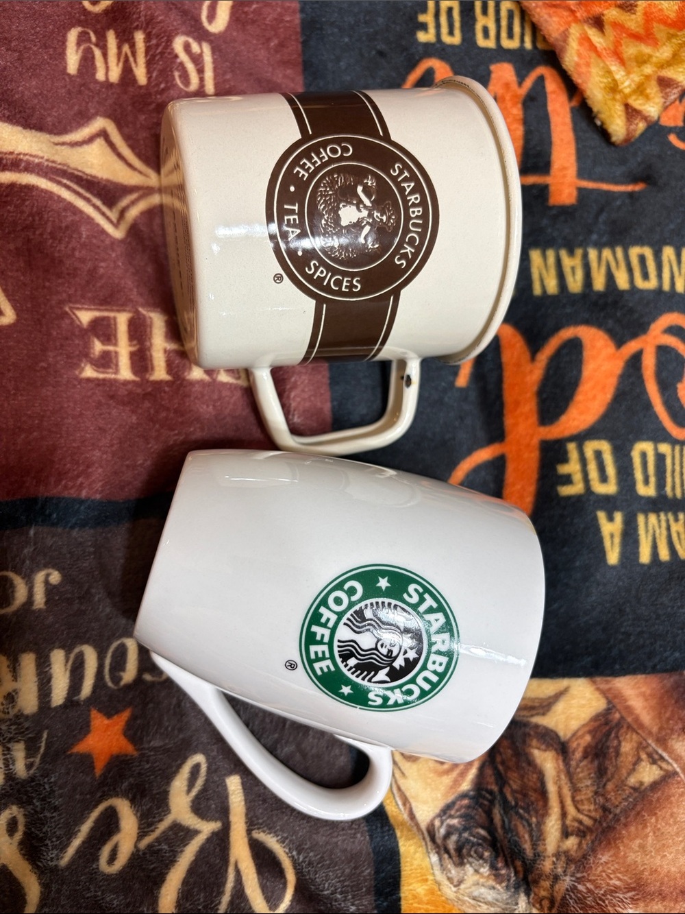 Starbucks White and Cream Logo Coffee Mugs - Green & Brown Accents